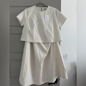 Two Piece White Skirt Set Short Sleeves Bridal